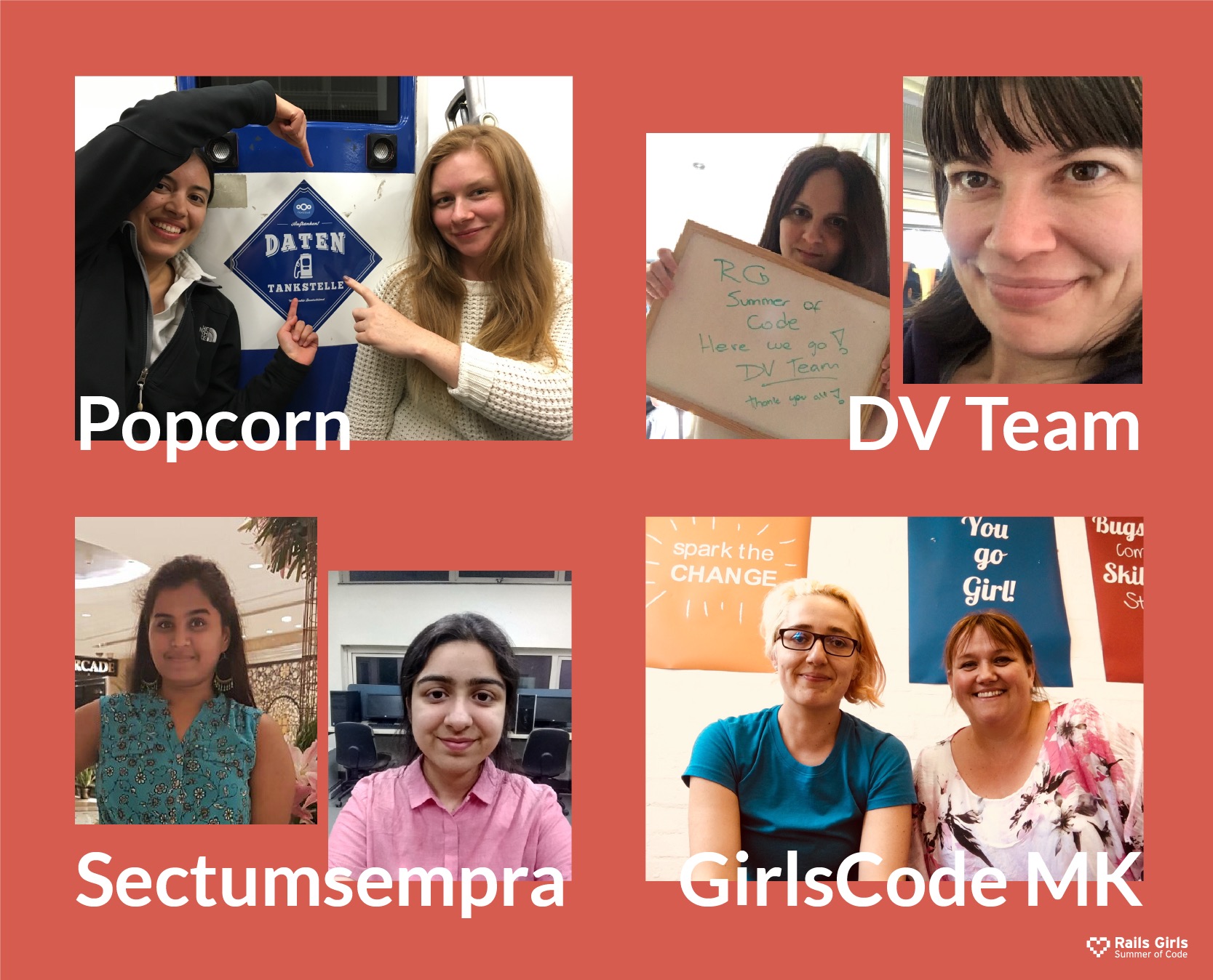 The new teams sponsored: Popcorn, DV Team, Sectumsempra and GirlsCode MK (image by multiple people)